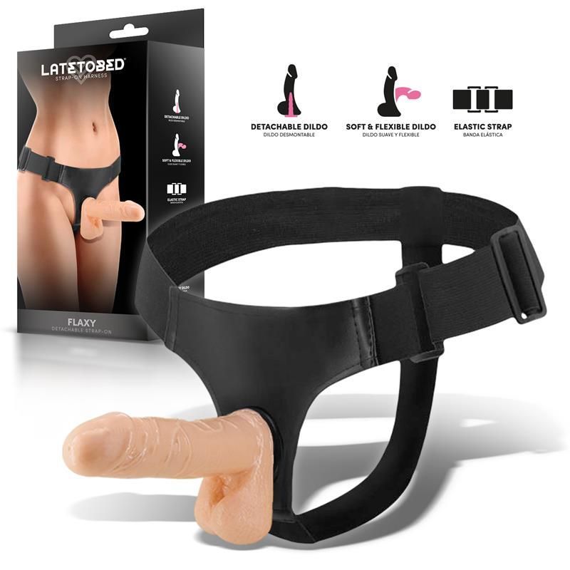 Flaxy arnes con dildo flexible desmontable con caja arnes sexual cerca de caja